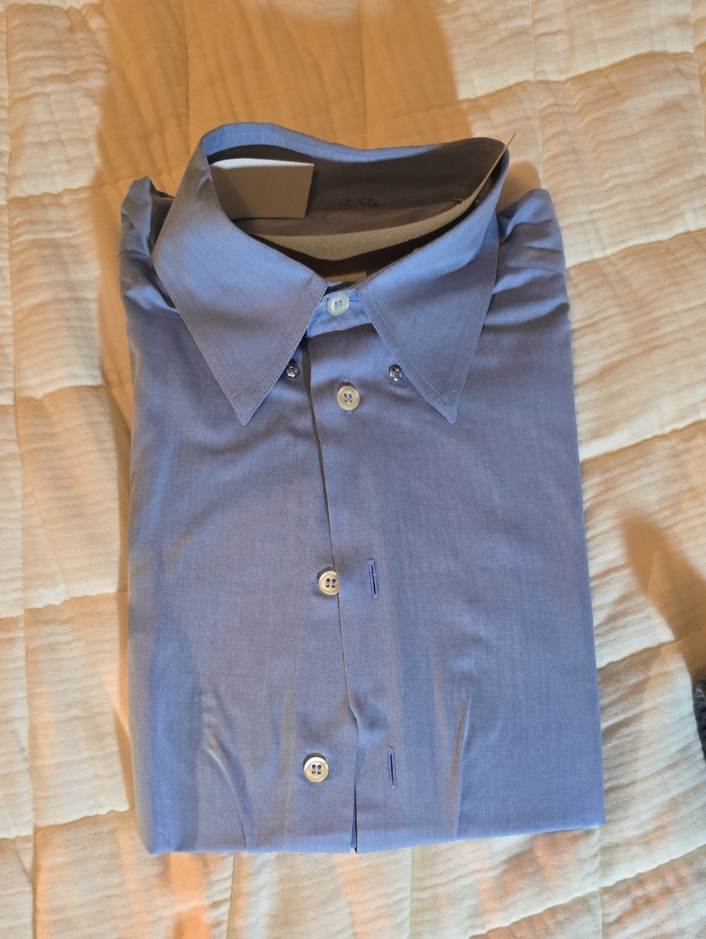 Emporio Armani Men's Blue Dress Shirt with Point Collar